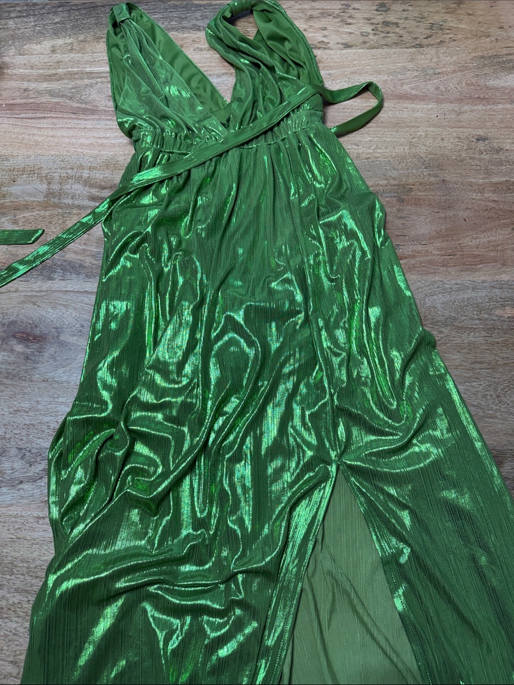 Sincerely Jules Shimmery Emerald Green V-Neck Maxi Dress